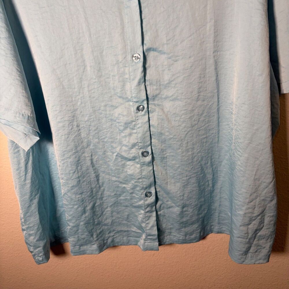 Auden Shirt Women's 2X Button Up Short Sleeve Satin Pajama Top Lightweight - Picture 4 of 8